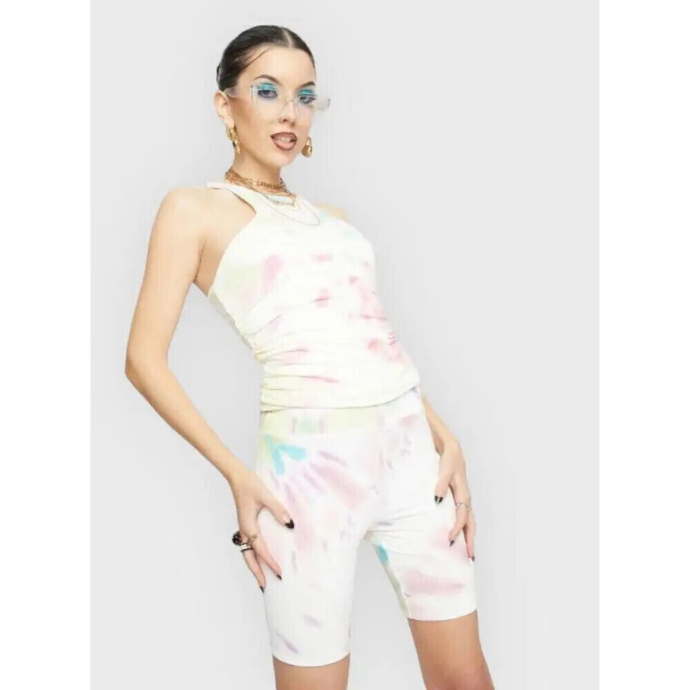 AFRM Lawson High Waist Bike Shorts Blanc Spiral Tie Dye Size M